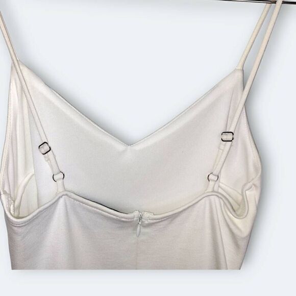 Lulu's Womens Dress Sz Small White Bodycon Stretch Straps VNeck Grad Party - Picture 4 of 10